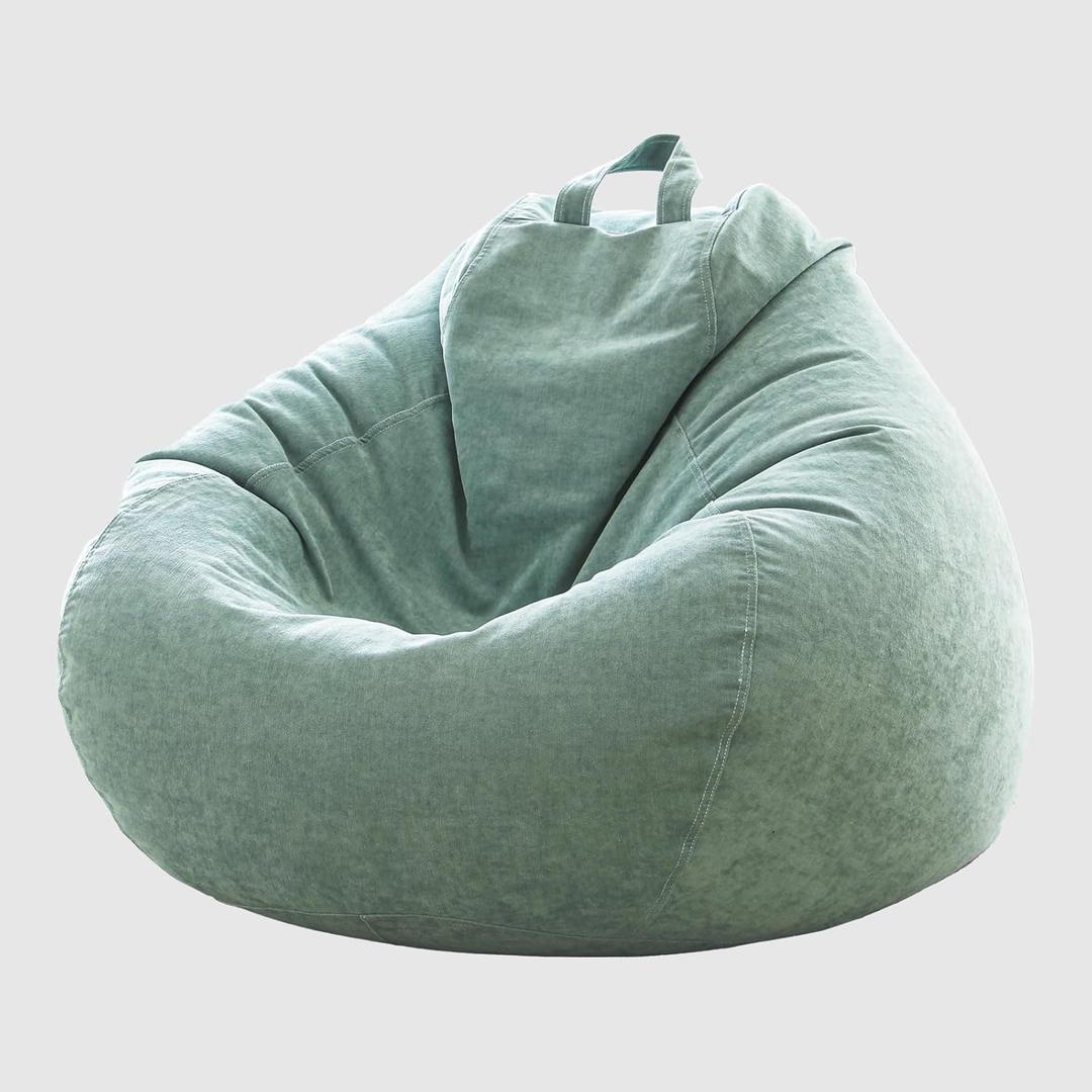Large Bean Bag Chair Cover Only(No Filler),Green Bean Bag Covers Stuffable Bean Bags Memory Foam Soft Premium Corduroy Stuffable Bean Bags for Kids,35.4"*30.7"*30.7"