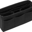 Purse Organizer Insert Felt Bag Organizer Handbag Organizer Insert Bag In Bag Organizer for Tote Purse Bag 14 Pockets Black Slender Large