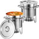 Soup Chafer 11QT, Stainless Steel Round Soup Warmer, Set of 2