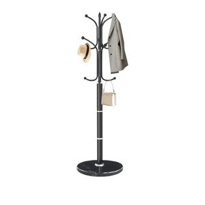 EZIVIEZ Modern Coat Rack Stand, Metal Freestanding Coat Rack with Natural Marble Base, Heavy-Duty Coat Racks with 12 Hooks,Black Coat Hanger Tree Stand for Office, Entryway, Hallway