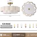 Modern Semi Flush Mount Ceiling Light ,17.71" Modern Gold Drum Ceiling Lighting Fixture with Linen Shade ,3-Light Vintage Lamp for Living Room, Bedroom, Kitchen, Dining Room, Hallway, Entryway