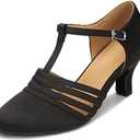 KleeKlcc Women Ballroom Dance Shoes Closed Toe Dancing Shoes Latin Salsa Dance Shoes, Size 7.5