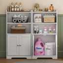 ChooChoo Small Bathroom Storage Cabinet, Narrow Toilet Paper Cabinet with 2 Door and Shelves, Freestanding Bathroom Floor Cabinet and Organizers for Small Spaces, 7.8" D * 15.7" W * 30.7" H, White, 15.75W*7.87D*30.71H