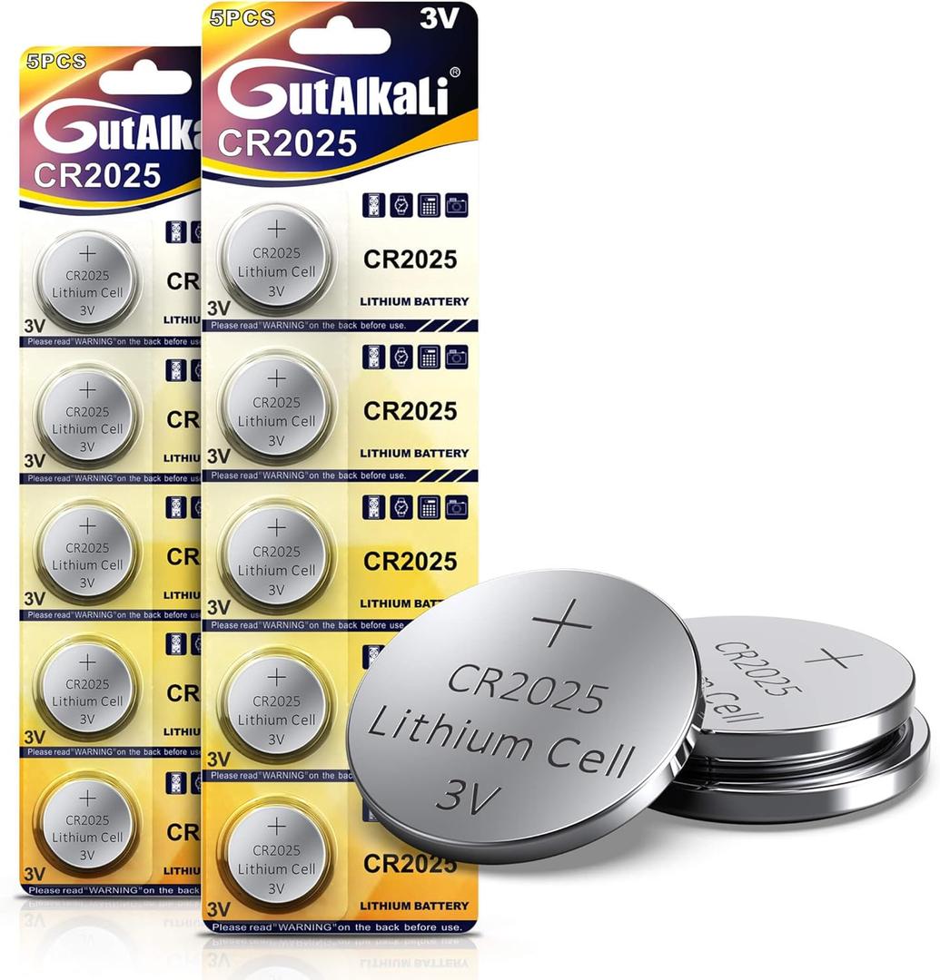 4 x GutAlkaLi CR2025 3V Lithium Battery, CR 2025 Batteries, 10 Count