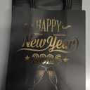 WRAPAHOLIC Medium Size Gift Bags - 12 Pack Happy New Year 2026 Black and Gold Foil Paper Bags for New Year Celebrating, Party - 8" x 4" x 10"