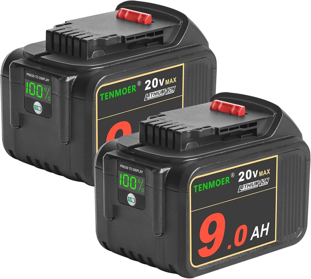 2 Pack DCB200 20V 9.0Ah Replacement Battery Compatible with Dewalt 20V Cordless Tools with Digital Indicator