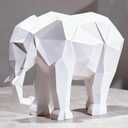 Cynkeyee Elephant Decorations Figurine Statue - Modern Elefantes para Decoracion Casa, Resin Origami White Elephant Gift Minimalist Tabletop Decor Centrepiece Accent Knick Knacks 6x2.25 x4.5 Inch (6IN)
