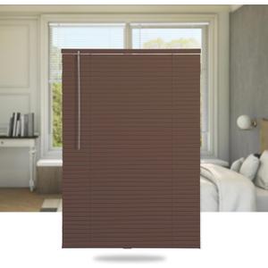 SEEYE Cordless Mini Blinds Aluminum Venetian Blind Horizontal Window Shades, 1" Slat Size - Rooming Darkening Blinds Anti-UV & Waterproof for Bedroom, Office, Easy to Install, 48" W x 64" H, Brown