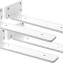4 Pack Shelf Brackets White 10 Inch Floating Shelf Bracket 1/5 inch Thick Heavy Duty Hidden Shelf Brackets Iron Metal Brackets for Shelf Support with Screw Included