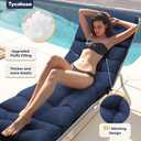 Tycdiose Chaise Lounge Cushions Outdoor Set of 2, 74.4 x 22 x 4.7 Inches Thickened Lounge Chair Cushions Waterproof for Outdoor Furniture with Ties, Non-Slip Patio Pool Chaise Lounge Cushions, Blue