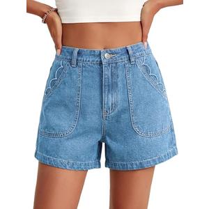 Cicy Bell Womens Baggy High Waisted Jean Shorts Summer Wide Leg Jorts Casual Vintage Denim Shorts, M