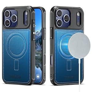 Usroom for iPhone 17 Pro Max Case Compatible with Magsafe, Strong Magnetic PU Leather Slim Protective Cover Phone Cases for iPhone 17 Pro Max 6.9" Blue
