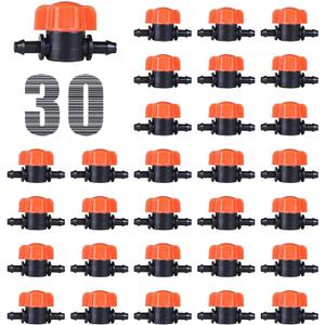 30 pcs 1/4 Inch Barbed Shut-Off Valve Universal Plastic 1/4 Drip Irrigation Tubing Coupling Valve