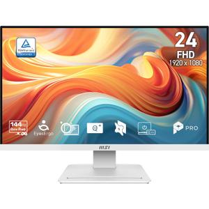 msi PRO MP241W E14V 24-inch IPS 1920 x 1080 (FHD) Office Monitor, 144Hz, Free-Sync, HDMI, DisplayPort, VESA Mountable, Tilt, Speaker, 4-Side Slim Bezel 1ms, White