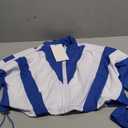 Vssjavun Women 2 Piece Outfit Color Block Long Sleeve Zip Drawstring Cropped Jacket Bodycon Long Pants Set Sweatsuit (Small, Royal Blue)