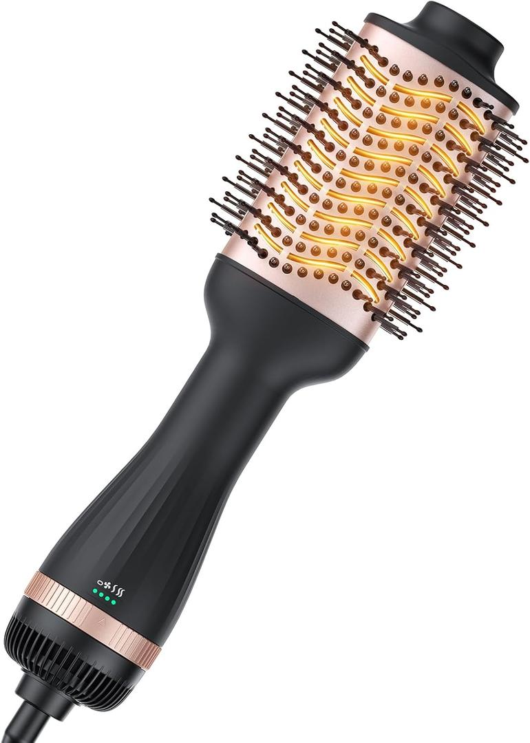 Hair Dryer Brush Blow Dryer Brush in One, 4-in-1 Ionic Hair Dryer Brush and Styler Volumizer with 3.2" Oval Barrel, 33000RPM High-Speed Motor, Hot Air Straightener Brush, All Hair Types, MS-D07A
