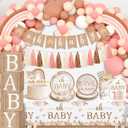 cocomigo Boho Baby Shower Decorations for Girl: Boho Rainbow Banner, Balloons, Plates, Napkins, Tablecloth & More - Serving 20 Guests