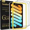 ivoler 2 Pack Tempered Glass for iPad Mini 7 8.3" 2024 (A17 Pro)/iPad Mini 6 8.3" 2021 with [Alignment Frame] Screen Protector, Compatible with Face ID&Apple Pencil for iPad Mini 6th/7th Generation (Clear)