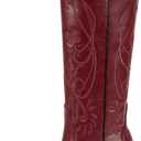 wetkiss Cowboy Boots for Women Knee High Cowgirl Boots, Western Boots with Floral Embroidered Pointed Toe Chunky Heel Pull On Retro Vintage Classic Tall Boots for Ladies 7.5