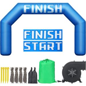 Racing 20ft Inflatable Arch with Start Finish Line Banners and Air Blower Blue Hexagon Inflatable Archway Racing Blow up Archway for Race Outdoor Sport Party Advertising Commerce