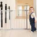 29"-57" Baby and Pet Safety Gate, 30" Tall Metal Walk-Thru Gate for Doorways & Stairs, Easy One-Hand Open, Dual Lock, Extensions & Wall Mounts Included (Gray, 29" x 57" x 30 )