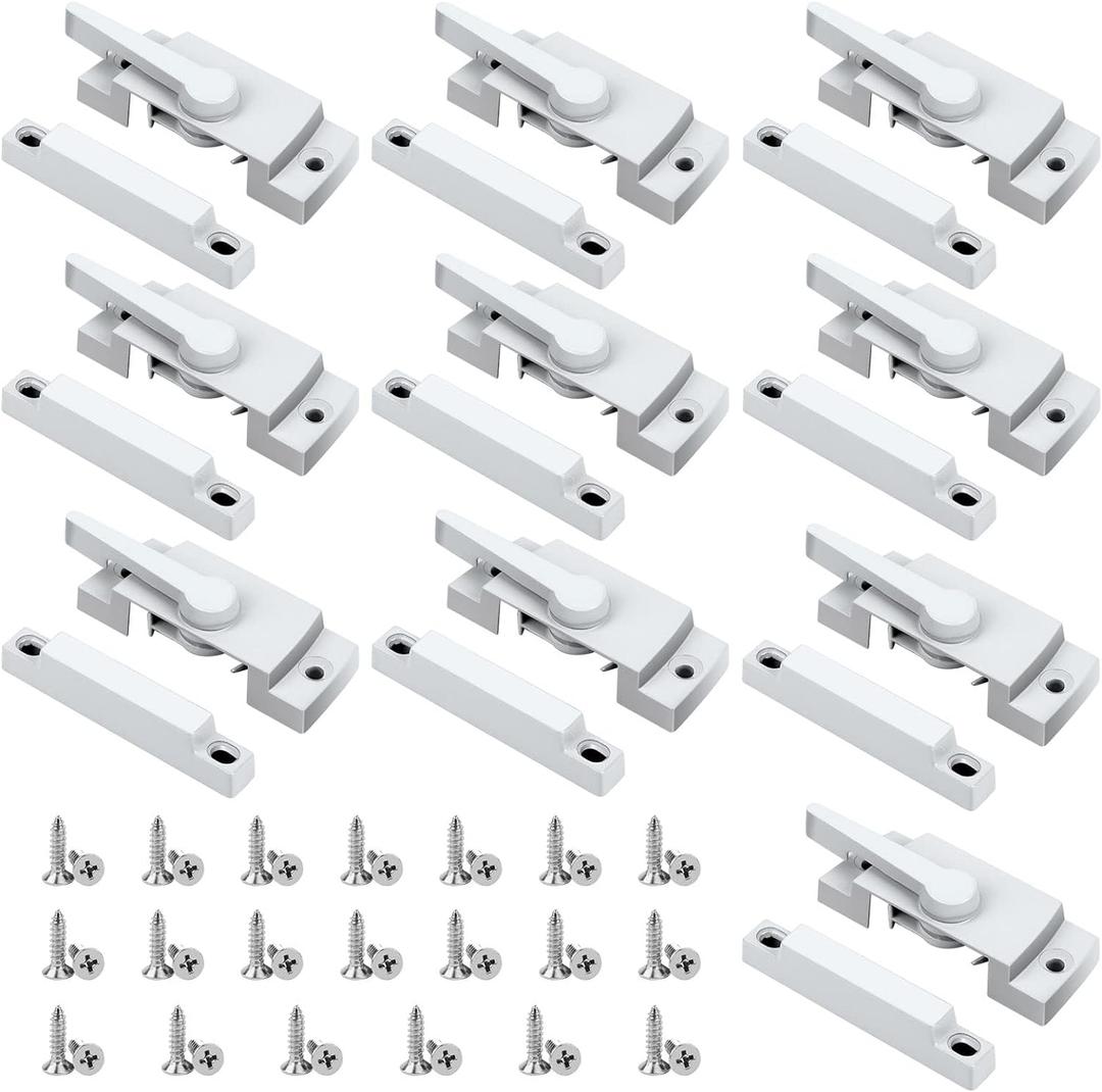 Window Sash Locks, 10 Pack Cam Action White Window Locks, Window Latches with Keeper Diecast Sliding Window Parts Replacement Sash Locks for Sliding Windows Double Hung Windows