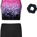 MODAFANS Gymnastics Leotards for Girls With Shorts Tumbling Dance Unitards Biketards Activewear (4-5T, Colourful Glitters)