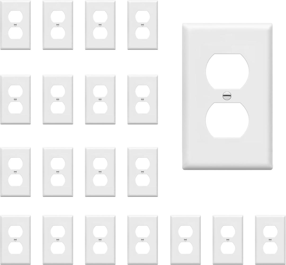 ENERLITES Duplex Wall Plates Kit, Electrical Outlet Covers, Standard Size 1-Gang 4.50" x 2.76", Unbreakable Polycarbonate Thermoplastic, Electric Receptacle Plug Covers, 8821-W-20PCS, White (20 Pack)