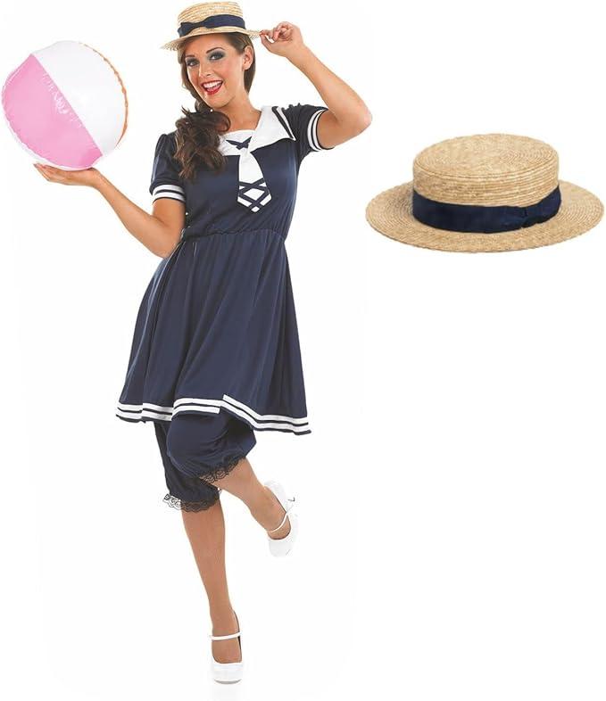 fun shack Victorian Dress Old Time Bathing Suit Women, Victorian Costume Women, Women's Fancy Dress Costume, Size L