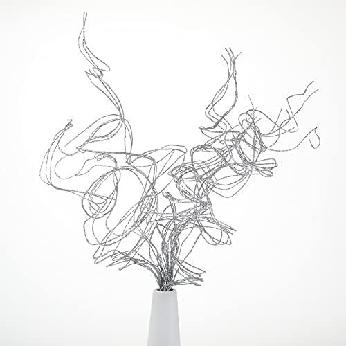 Glitter Curly Ting Ting Branches Christmas Branches Vase Filler Artificial Curly Twigs for Christmas Tree Garland Wreath Decoration, Craft Vases Home Garden Decoration (Silver, 36 Pieces)