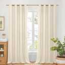 BGment Linen Curtains 95 Inch Long for Living Room 2 Panels, Thick Textured Privacy Floor Length Window Drapes Non See Through for Bedroom Farmhouse Light Filtering Grommet Top, Each 52 Inch Wide