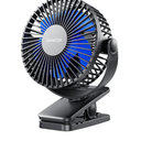 Gaiatop Portable Clip on Fan Battery Operated, Small Powerful 3 Speed Quiet 360° Rotate, USB Rechargeable Mini Personal Cooling Fan for Desk Table Home Office Stroller Camping Women Gifts Black Blue