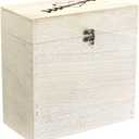 Cregugua Wooden Wedding Card Box with Heat Arrow Shaped Slot,Rustic Whitewashed,9.8 x 5 x 9.8 Inches