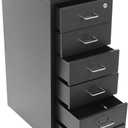 Vertical File Cabinet, 6 Drawers Mobile File Cabinet with Lock, Under Desk Metal File Cabinet with Wheels for Office, Home, Vertical Cabinet Legal/Letter Size (Black)
