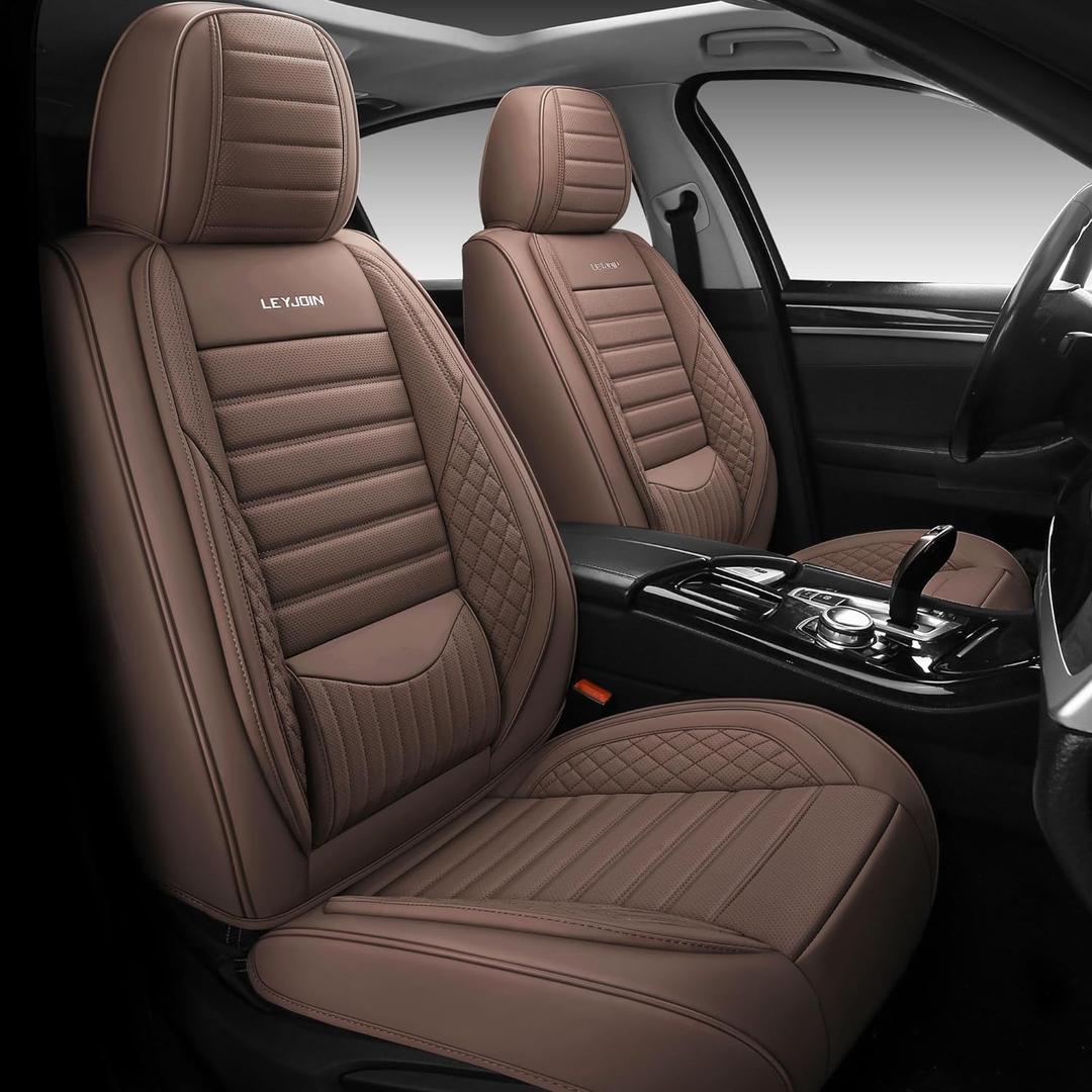 Faux Leather Front Car Seat Covers,Leatherette Automotive Vehicle Cushion Cover,Universal Fit for Cars SUVs and Trucks in Auto Interior Accessories (Brown, Front Pair) (Full Set(5 seats)) Faux Leather Front Car Seat Covers,Leatherette Automotive Vehicle Cushion Cover,Universal Fit for Cars SUVs and Trucks in Auto Interior Accessories (Brown, Front Pair) (Full Set(5 seats))
