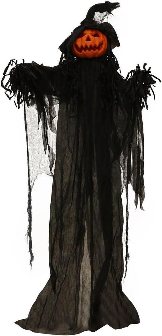 Haunted Hill Farm 6.0-Ft Poseable Lighted Pumpkin Witch with Sound