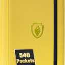 Premium 9 Pocket Card Binder for 540 Cards, Fabmaker PU Cover Trading Card Binder, Sturdy Card Collection Album, Sleek Card Holder Folders for Game Cards & Sports Cards, Yellow