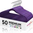 HOUSE DAY Premium Velvet Hangers 50 Pack, Non-Slip Flocked Felt Hangers, Sturdy Clothes Hanger with 360 Rotatable Hook, Heavy Duty Durable Slim Coat Hanger for Closet Space Saving (Noble-Purple)
