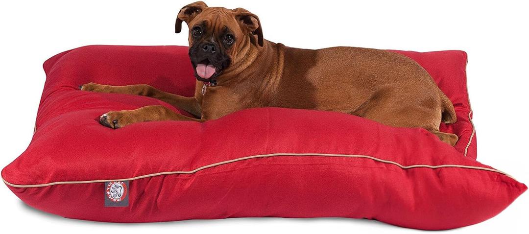 Majestic Pet Rectangle Large Dog Bed Washable  Non Slip Comfy Pet Bed  Dog Crate Bed Super Value Pillow Dog Bed  Dog Kennel Bed for Sleeping - Dog Bed Large Breed 46 x 35 Inch  Solid Red