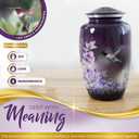Set of 5 Beautiful Anna's Hummingbird Urns for Human Ashes Adult Female - 1 Large Purple Urn for Ashes for Women with 4 Keepsake Hummingbird Urns - Beautifully Packaged with 4 Funnels & 5 Velvet Bags