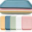 Cieovo 10 Pack Fast Food Serving Tray Colorful Rectangular Cafeteria Tray for Restaurant Home School Party Supplies