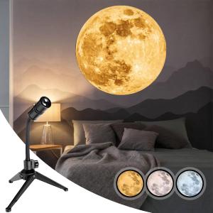 Upgraded Non-Fade Moon Projector Night Light, USB Powered Moon Lamp with 3 Lighting Colors, Brightness Adjustable Atmosphere Night Light Projector, Gift for Kids Couples Wall Ceiling Decor