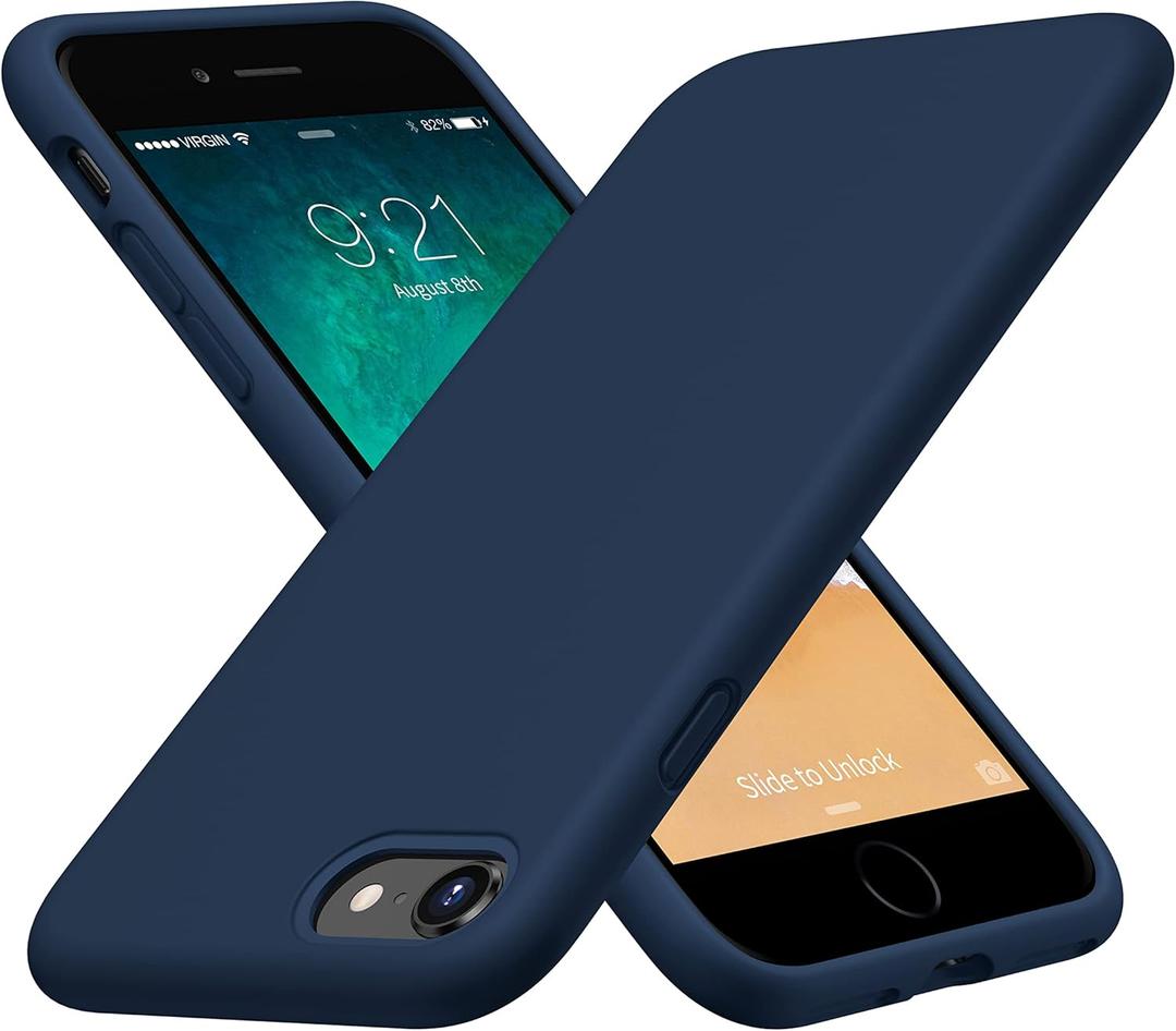 CellEver Heavy-Duty Silicone Case for iPhone SE 2022 (3rd Gen)/iPhone SE 2020 (2nd Gen)/iPhone 8/7 - Military Drop Protection, Elevated Screen & Camera Protection, Scratch-Free Interior, Navy Blue