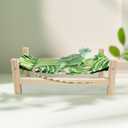 Bearded Dragon Bed, Wooden Reptile Sleeping Hammock, Bearded Dragon Tank Accessories, Habitat Accessories for Leopard Gecko Snake Lizard or Other Small Animal (Green 1, Large)