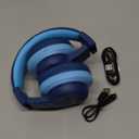 iClever BTH12 Kids Bluetooth Headphones, Colorful LED Lights Kids Headphones Wireless,74/85dBA Safe Volume,85H Playtime, Fast Charging, Bluetooth 5.2, Over Ear,  Built-in Mic for iPad/Tablet/Airplane, Blue