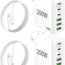 2 Pack USB C Charger Block, 200W GaN Super Fast Charger Type C iPhone 17 16 Fast Charging 6 Port Foldable PD Charging Station for All iPhone/Android Phone Samsung Galaxy S25/S24/MacBook iPad