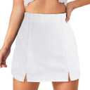 Floerns Women's Casual Split Hem High Waist Denim Skorts Skirt Shorts (Medium, White)