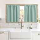 RYB HOME Cafe Blackout Curtains 24 inch Length, RV Curtains for Camper Windows, Mini Short Small Insulating Light UV Heat Blocking Privacy Half Window Tiers, Width 42 by Length 24, Aqua, 2 Panels