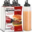 Condiment Squeeze Bottles - 32 Oz Squirt Bottles for Liquids, Easy Pour Sauce Bottles with Leak Proof Snap Cap