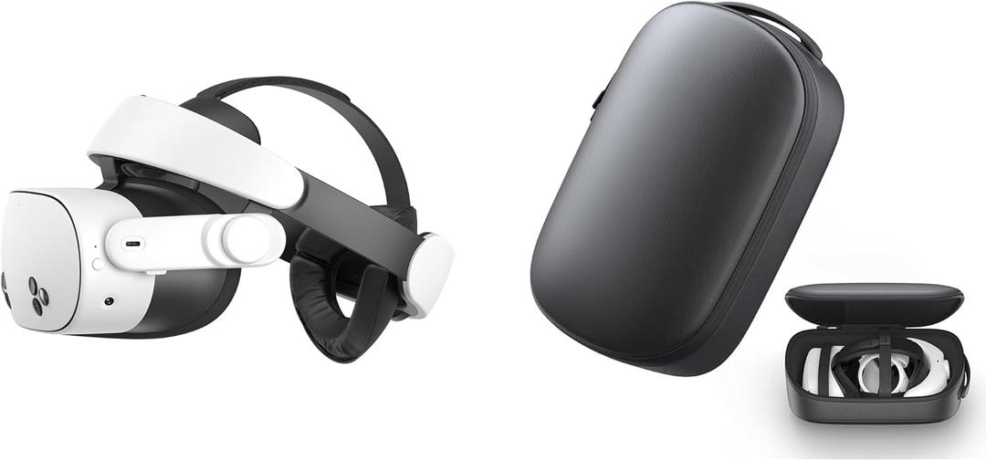 KIWI design H4 Halo Comfort Head Strap Compatible with Meta Quest 3 or Quest 3S, Accredited by Meta and KIWI design Carrying Case Compatible with Quest 3S/Quest 3/Quest 2 and Vision Pro